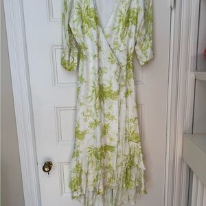 All Saints Green and White High Low Dress